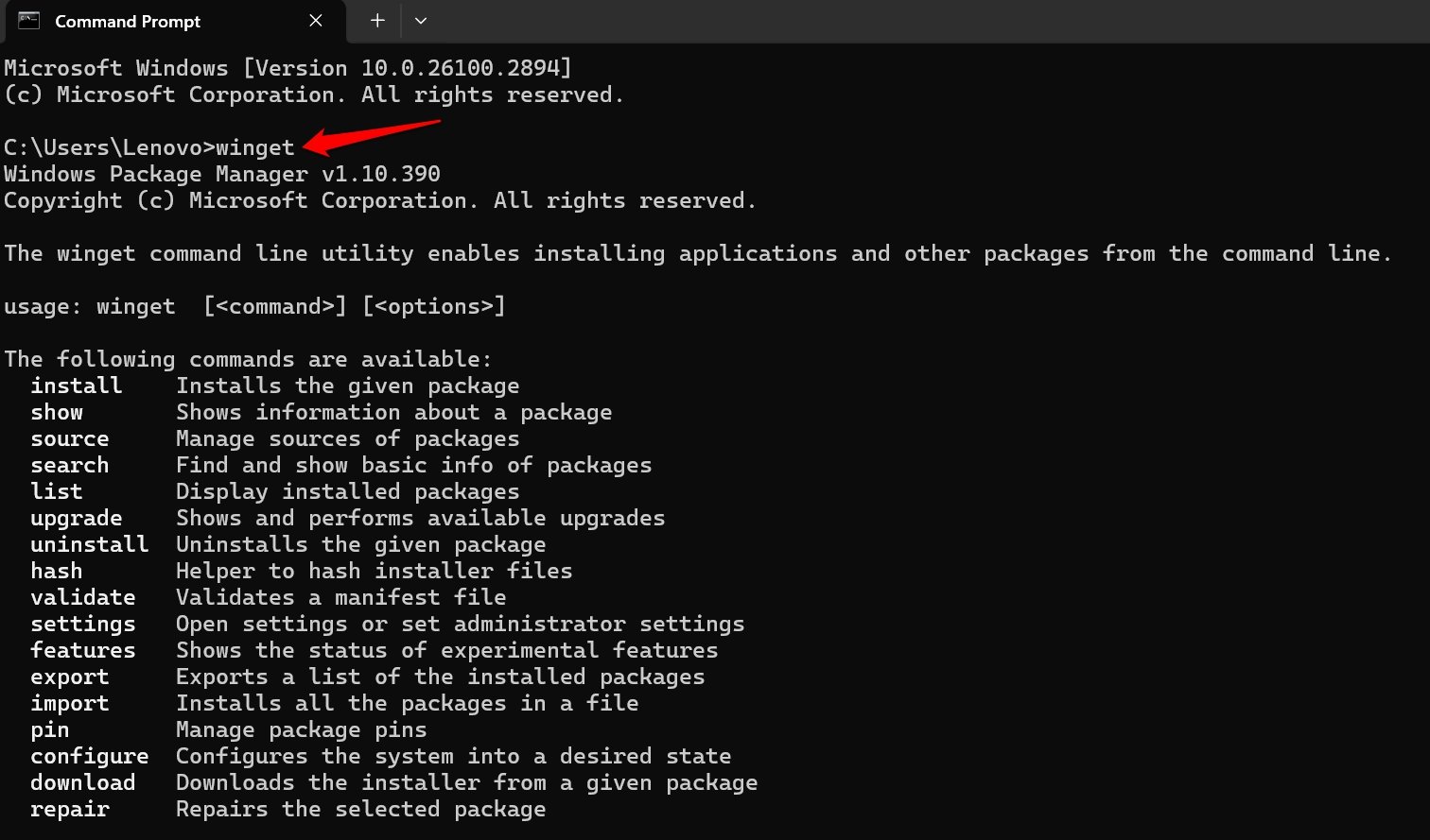 Windows 11でwingetが有効か確認