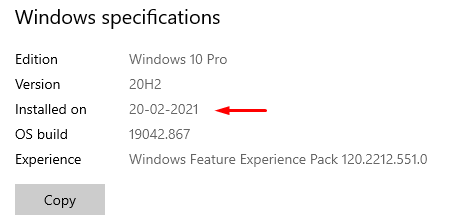 Specifiche di Windows