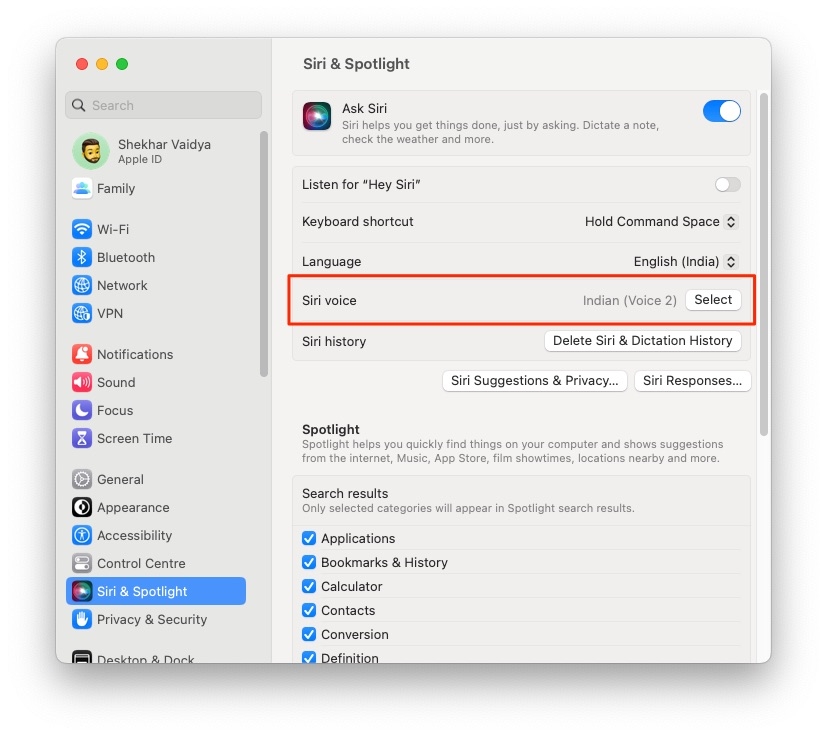 Mudar Voz da Siri
