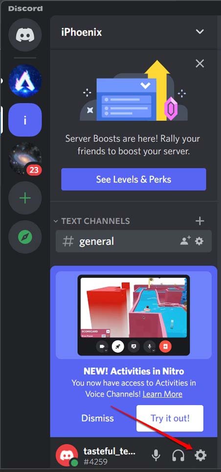 configuración del perfil de discord
