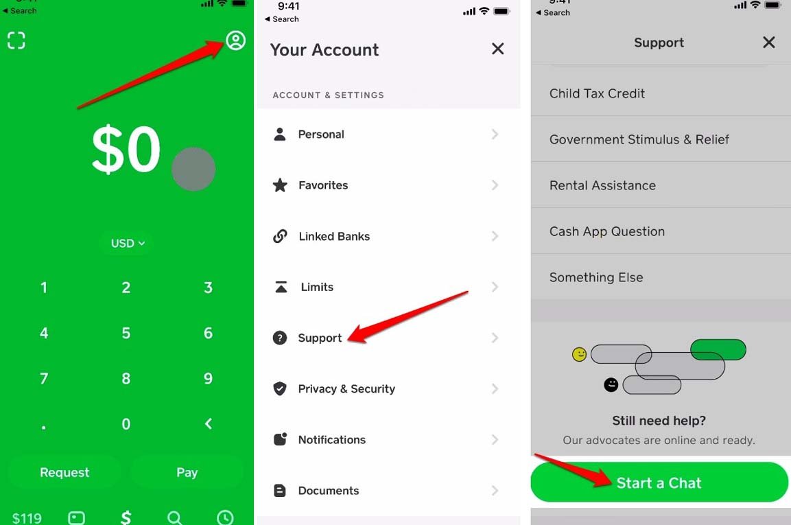 message support Cash app
