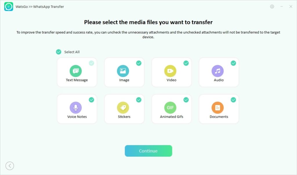 itoolab watsgo - sélectionner le transfert de données whatsapp