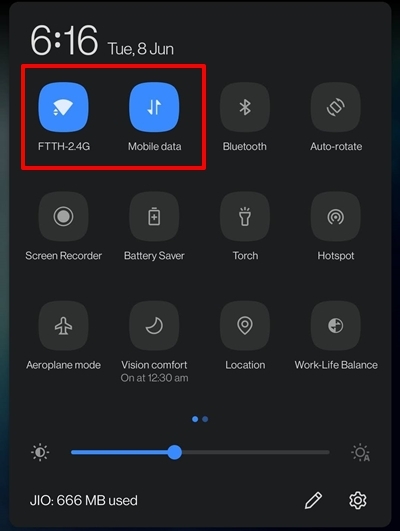 cambia tra wifi e dati dell'operatore su android