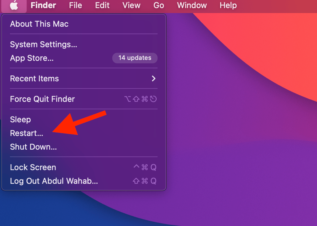 macを再起動