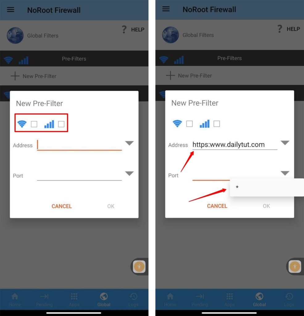 NoRoot Firewallでウェブサイトをブロックする - Androidでウェブサイトをブロックする