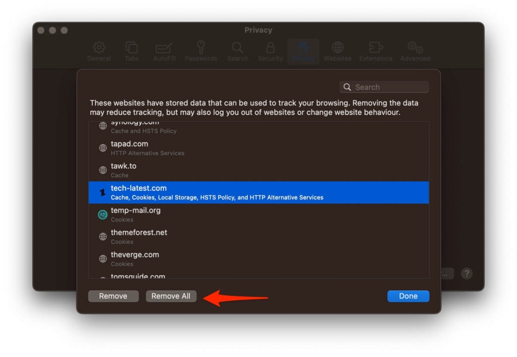 Supprimer les données du site Web Safari - Erreur Safari ne peut pas établir de connexion sécurisée