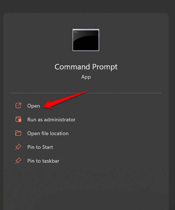 prompt dei comandi di Windows 11