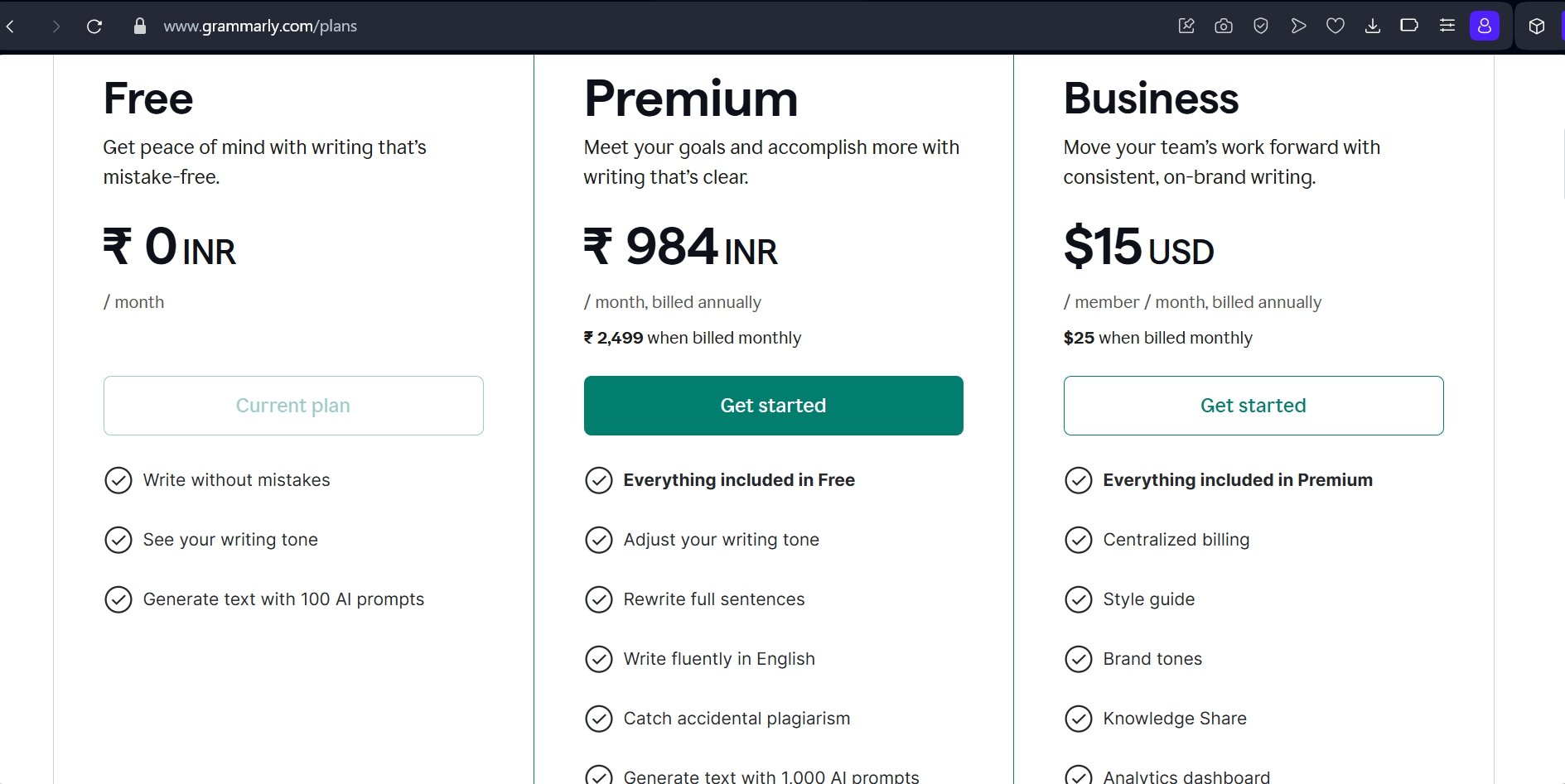planos do grammarly