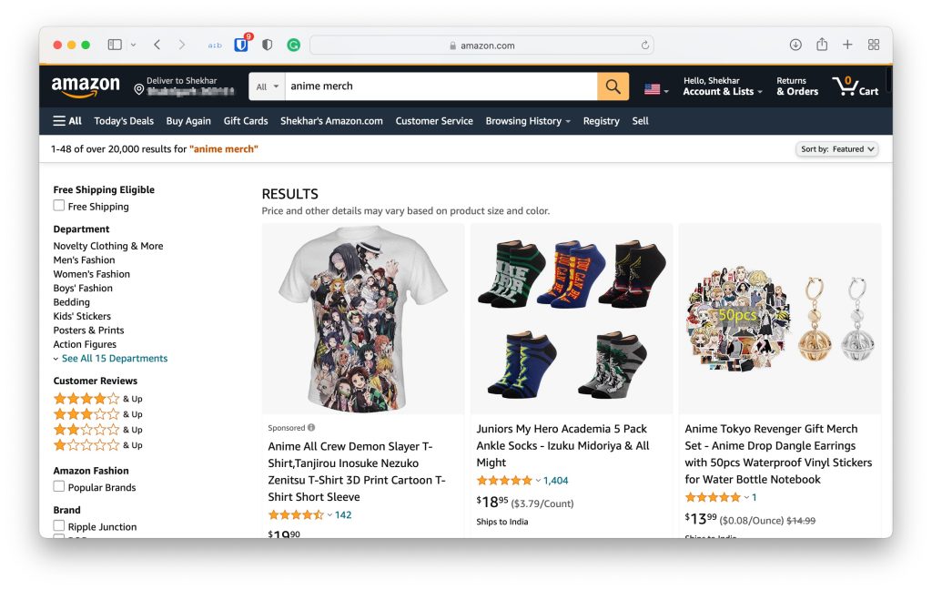 Amazon Anime Merch - Лучшие бренды/сайты одежды по аниме