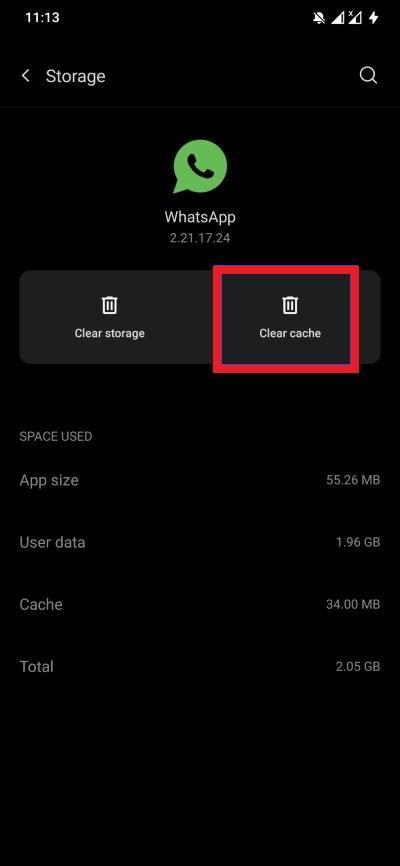 Vider le cache WhatsApp