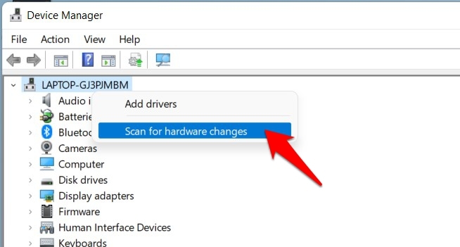 buscar cambios de hardware windows 11
