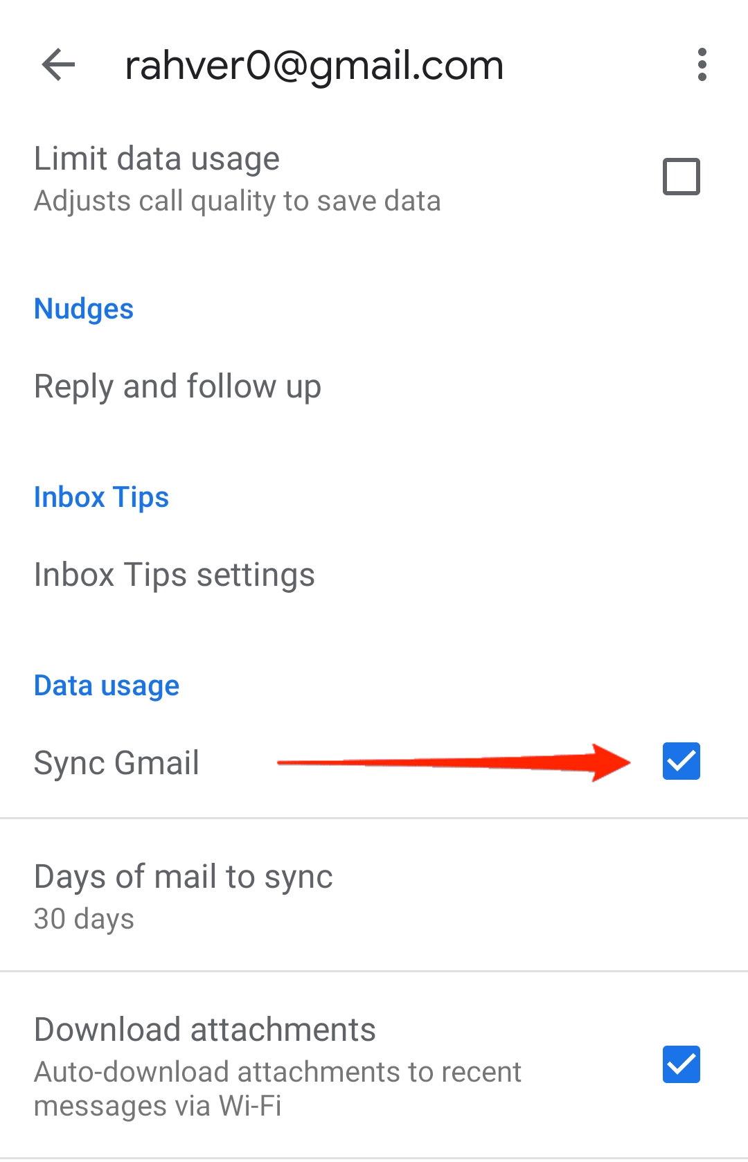 Synchronisieren von Gmail