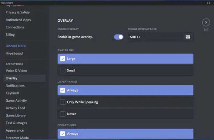 Discordオーバーレイをオフにする