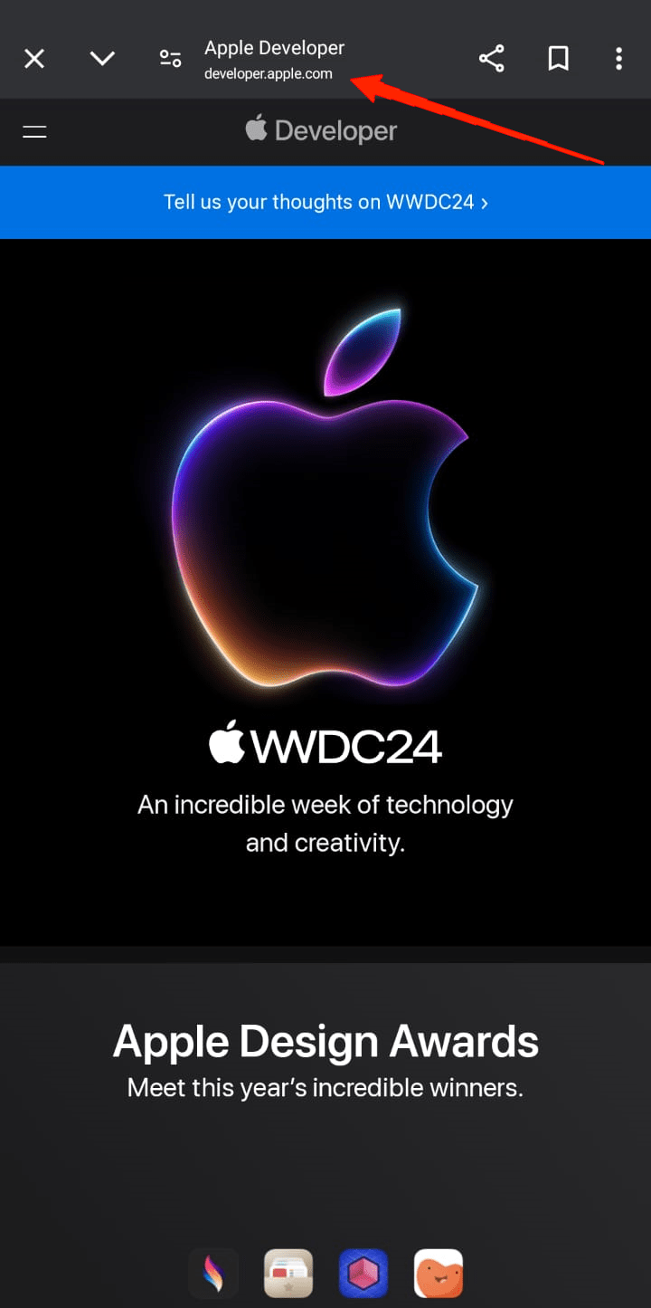 Starte jeden beliebigen Browser deiner Wahl und gehe zu 'developer.apple.com'.