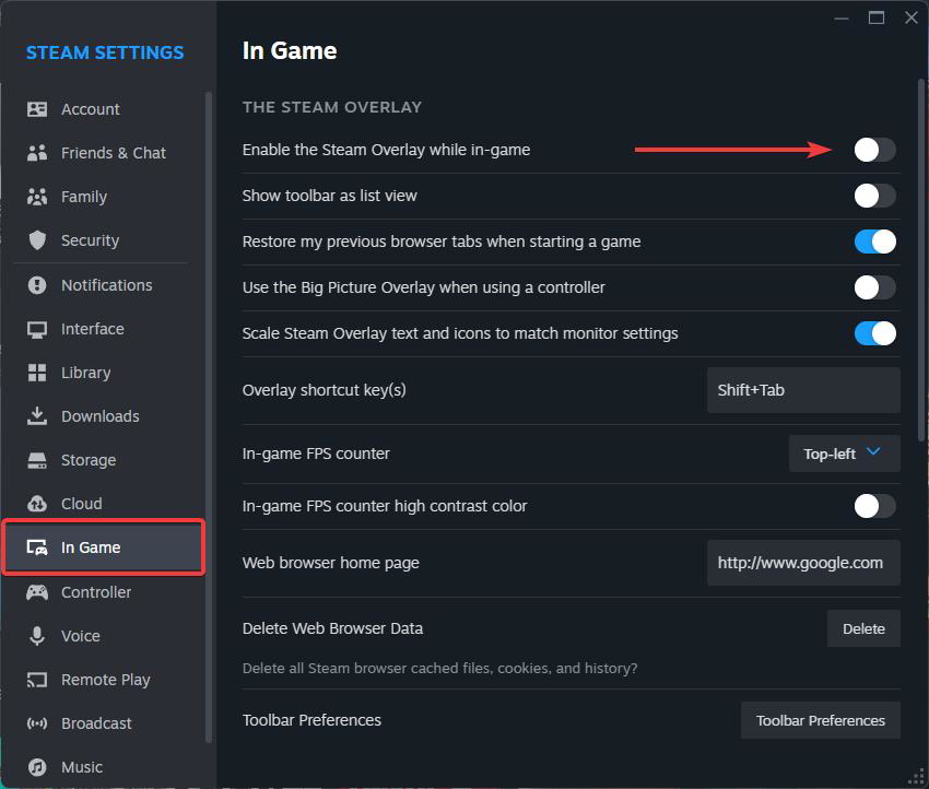 ゲーム中にSteamオーバーレイをオフにする - SteamクライアントWebHelperの高CPU