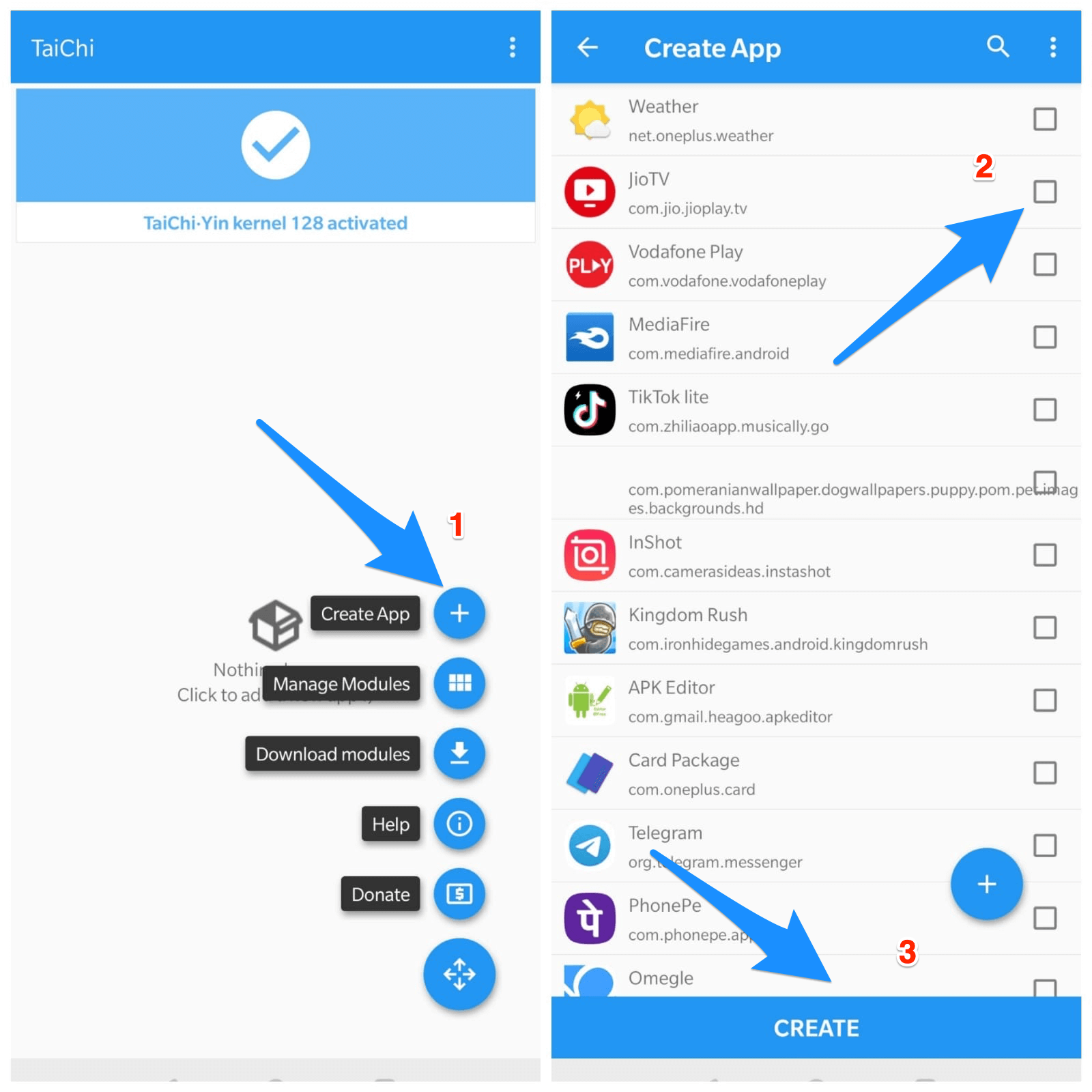 App mit Taichi auswählen