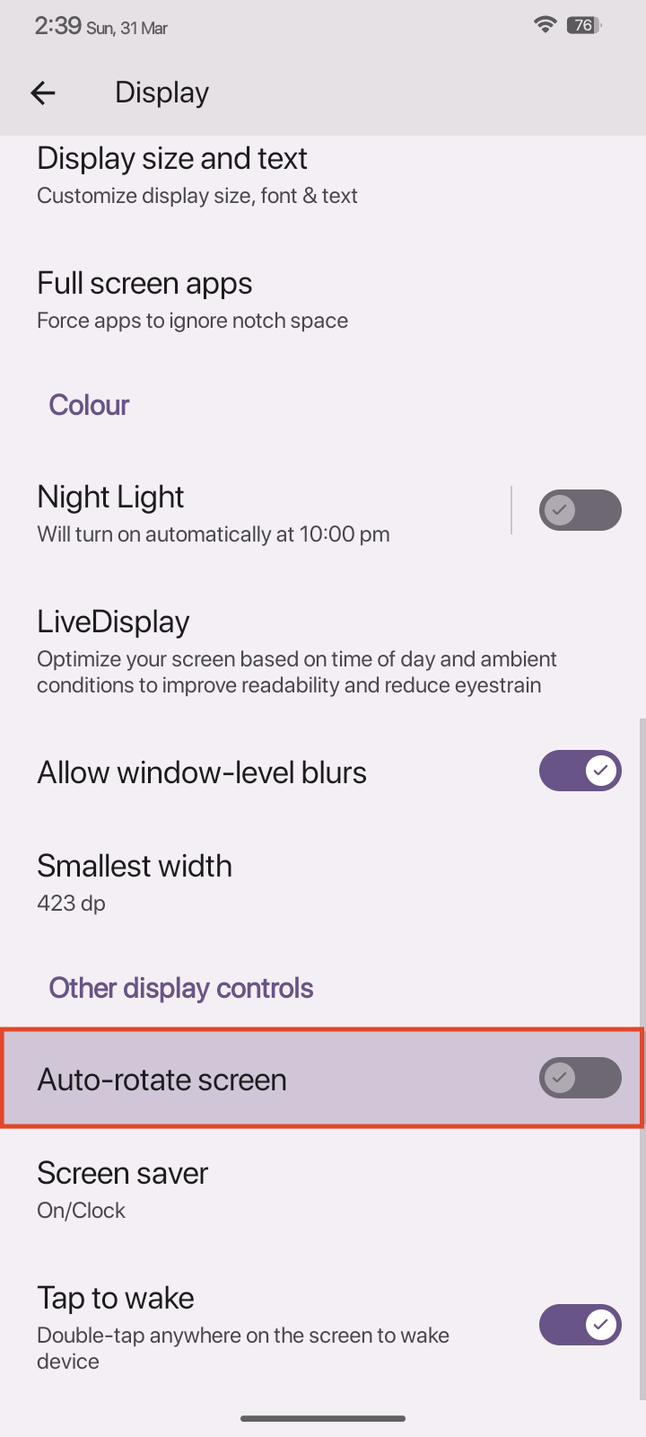 auto rotate screen