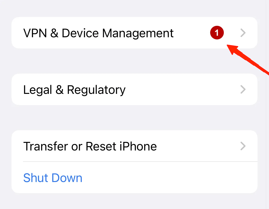 Scrollen Sie nach unten und tippen Sie auf VPN & Geräteverwaltung.