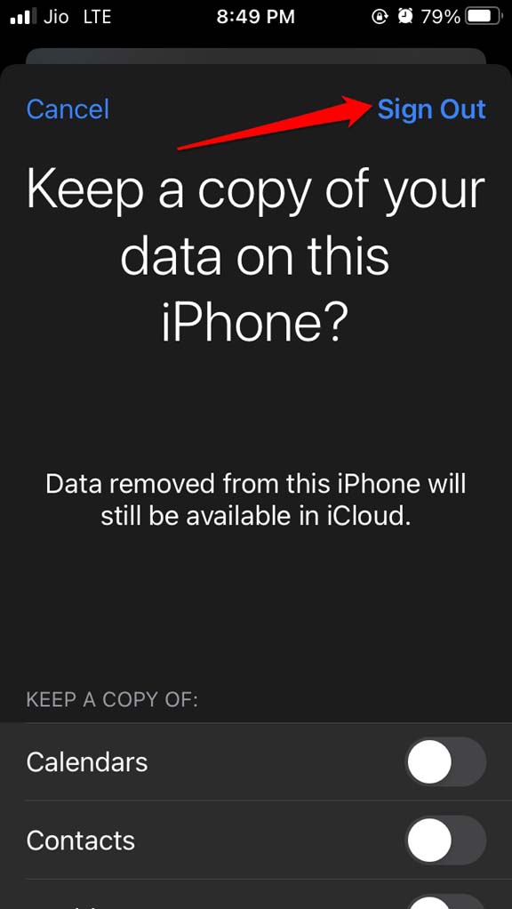 disconnetti da iCloud iPhone