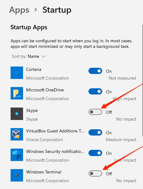disabilita app di avvio windows 11