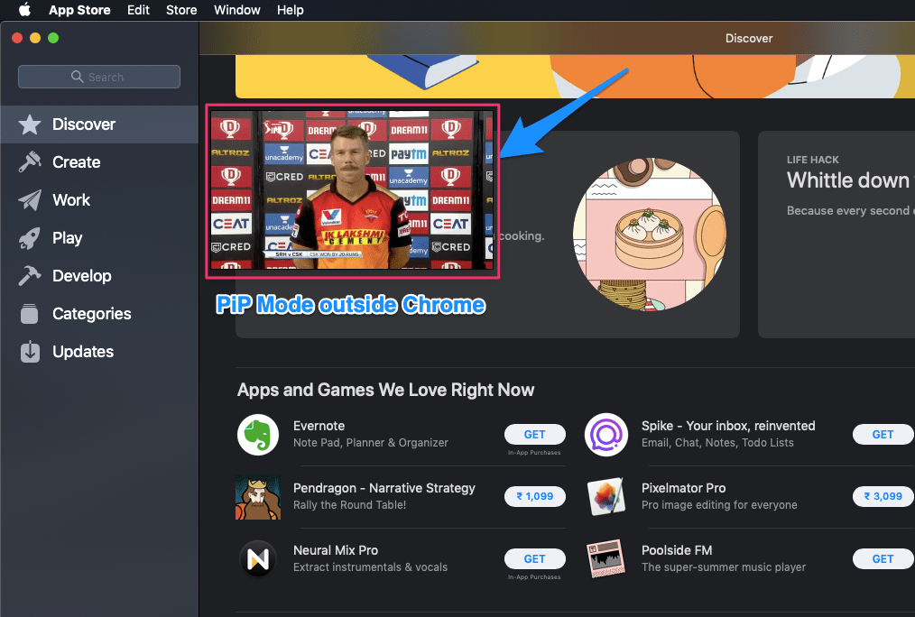 Modo PiP fora do Chrome