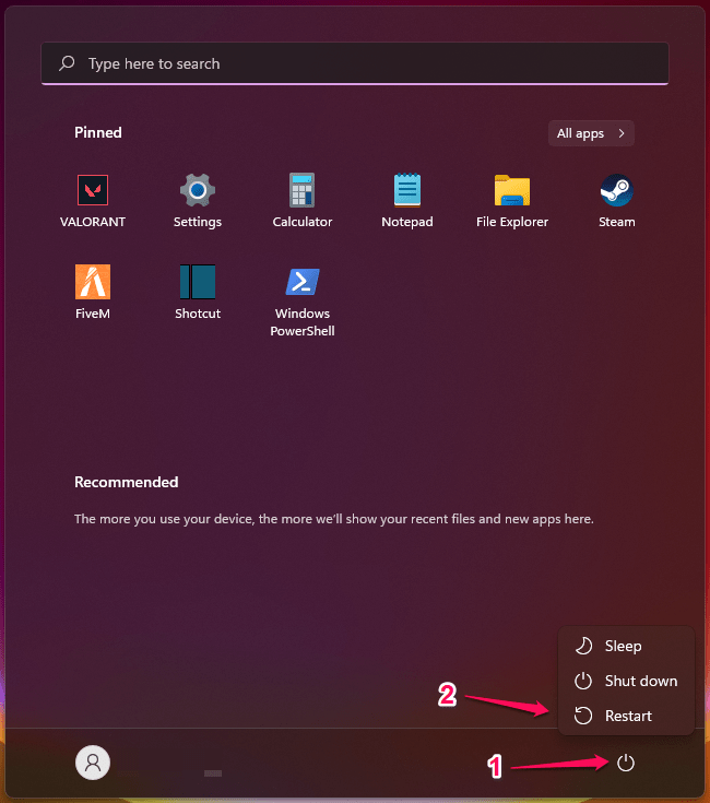 Reiniciar PC con Windows 11