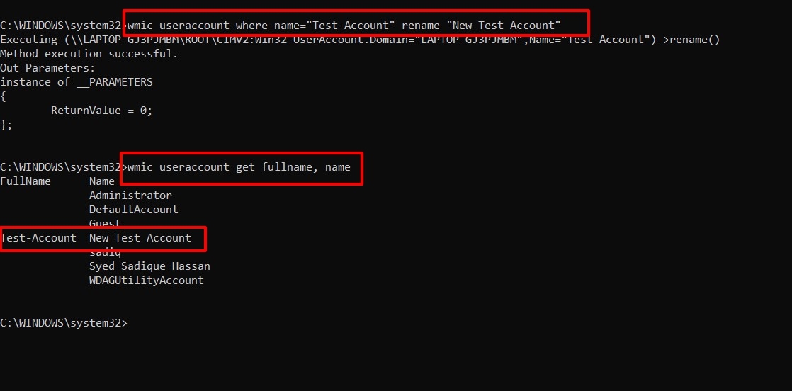 cambia il tuo nome utente in windows 11 usando prompt dei comandi