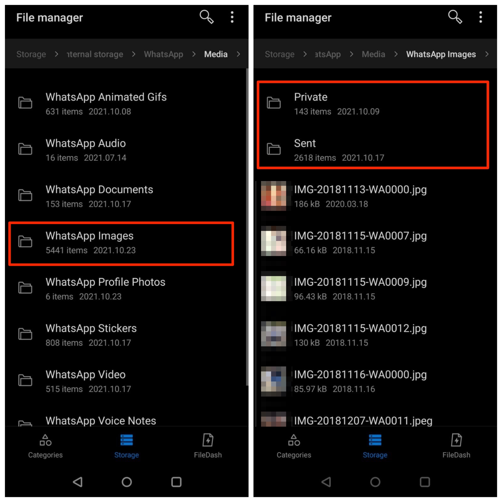 Imágenes Privadas y Enviadas de WhatsApp