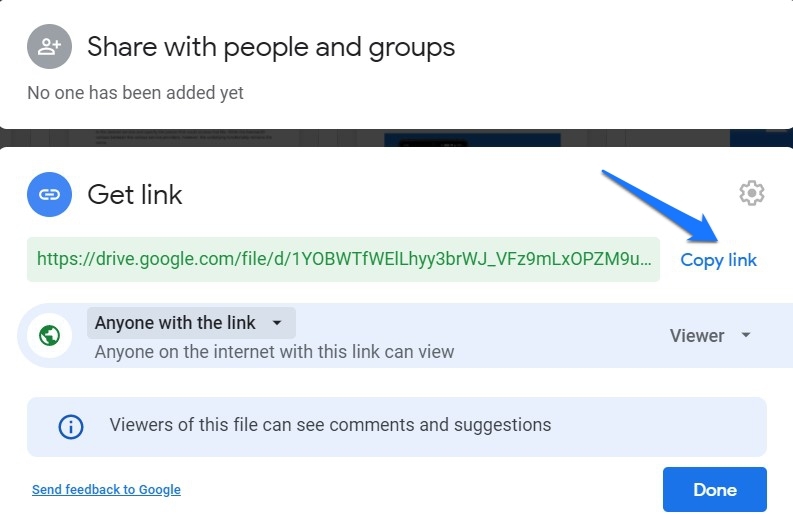 Google Drive Link abrufen