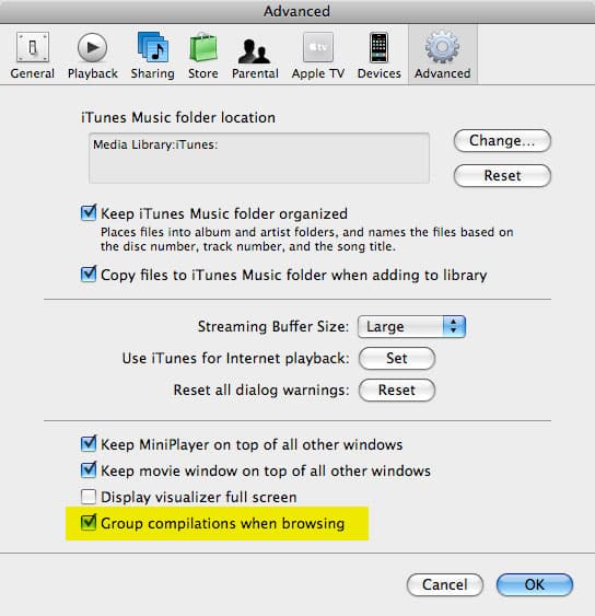 iTunes 8でのジャンル列の削除