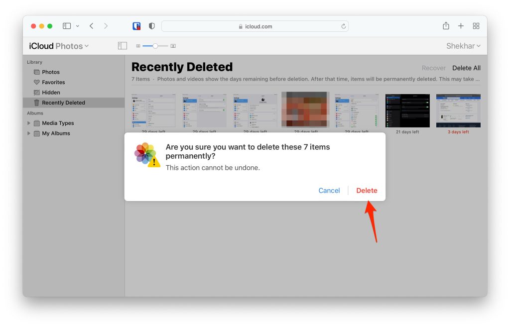 Eliminar permanentemente fotos de iCloud
