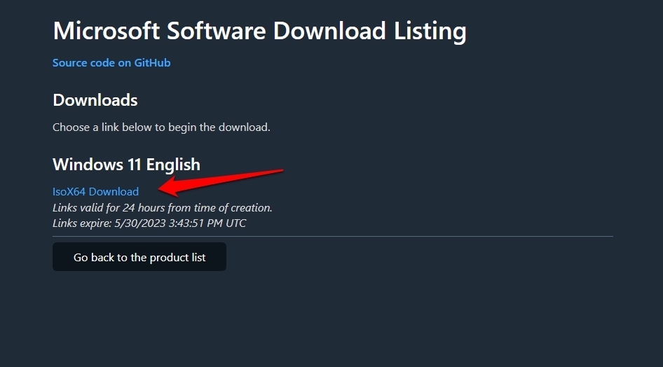 Microsoft Software Download Lisitng