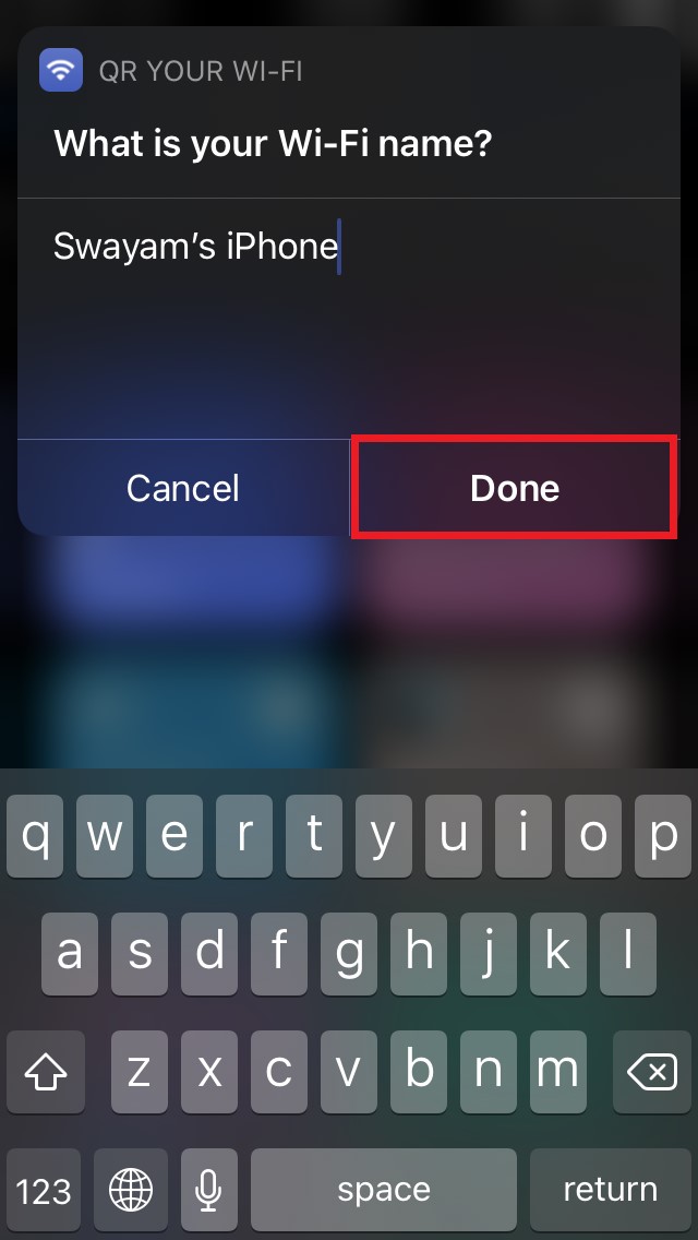 введите имя WiFi iPhone