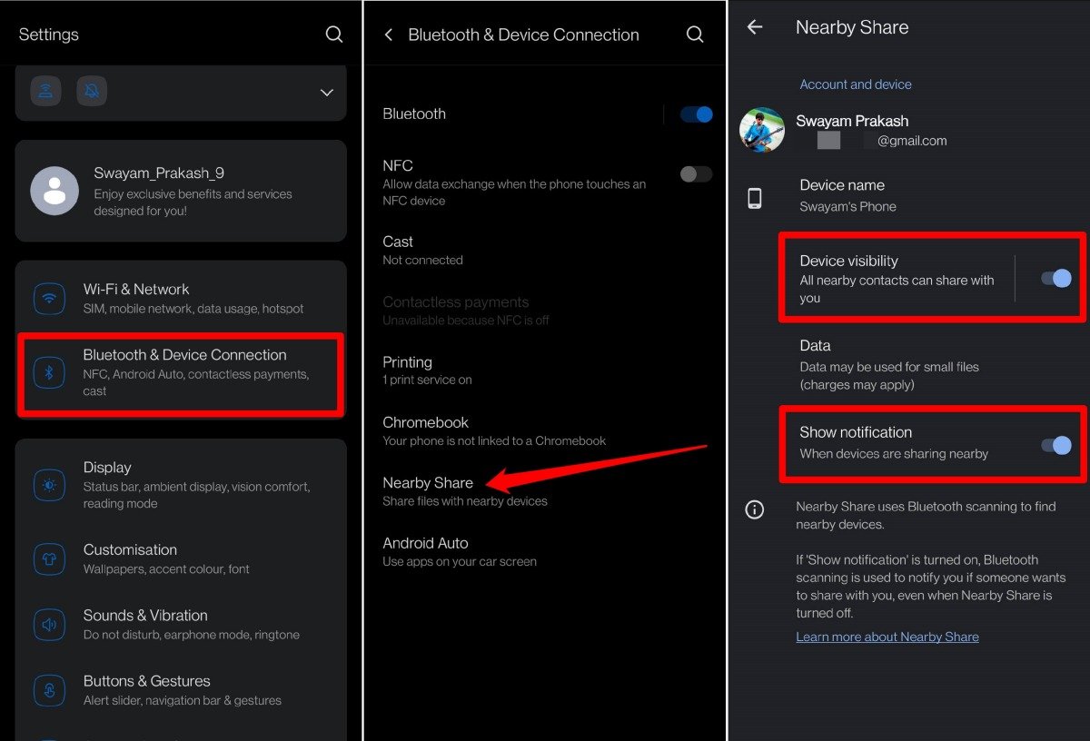 Nearby Share auf Android-Gerät aktivieren