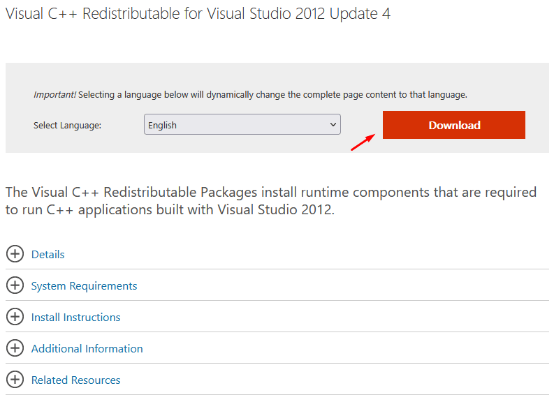Fai clic su “Download”, e dovresti scaricare i pacchetti dal sito ufficiale di Microsoft.