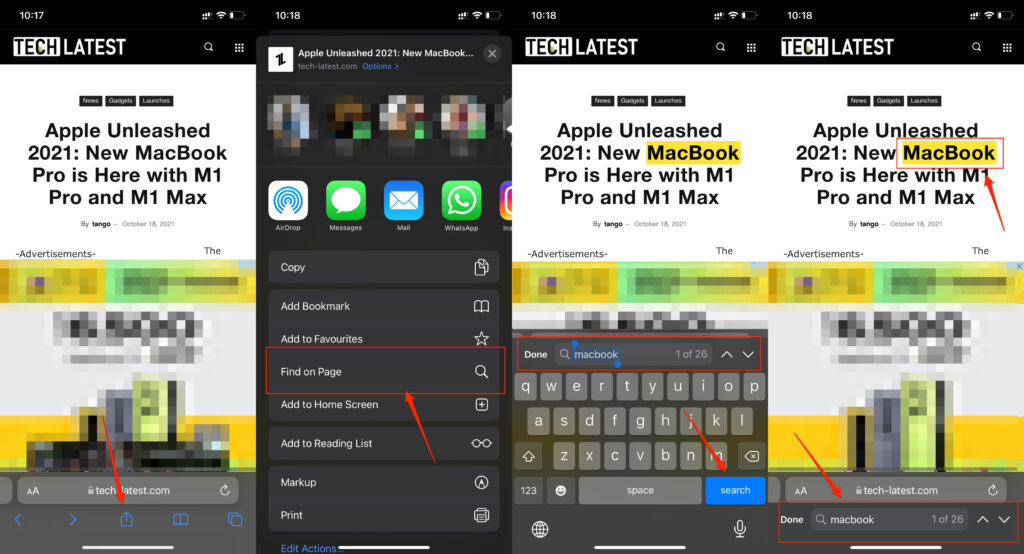 Control F en iPhone