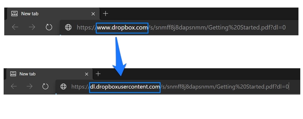 Dropbox angepasste URL