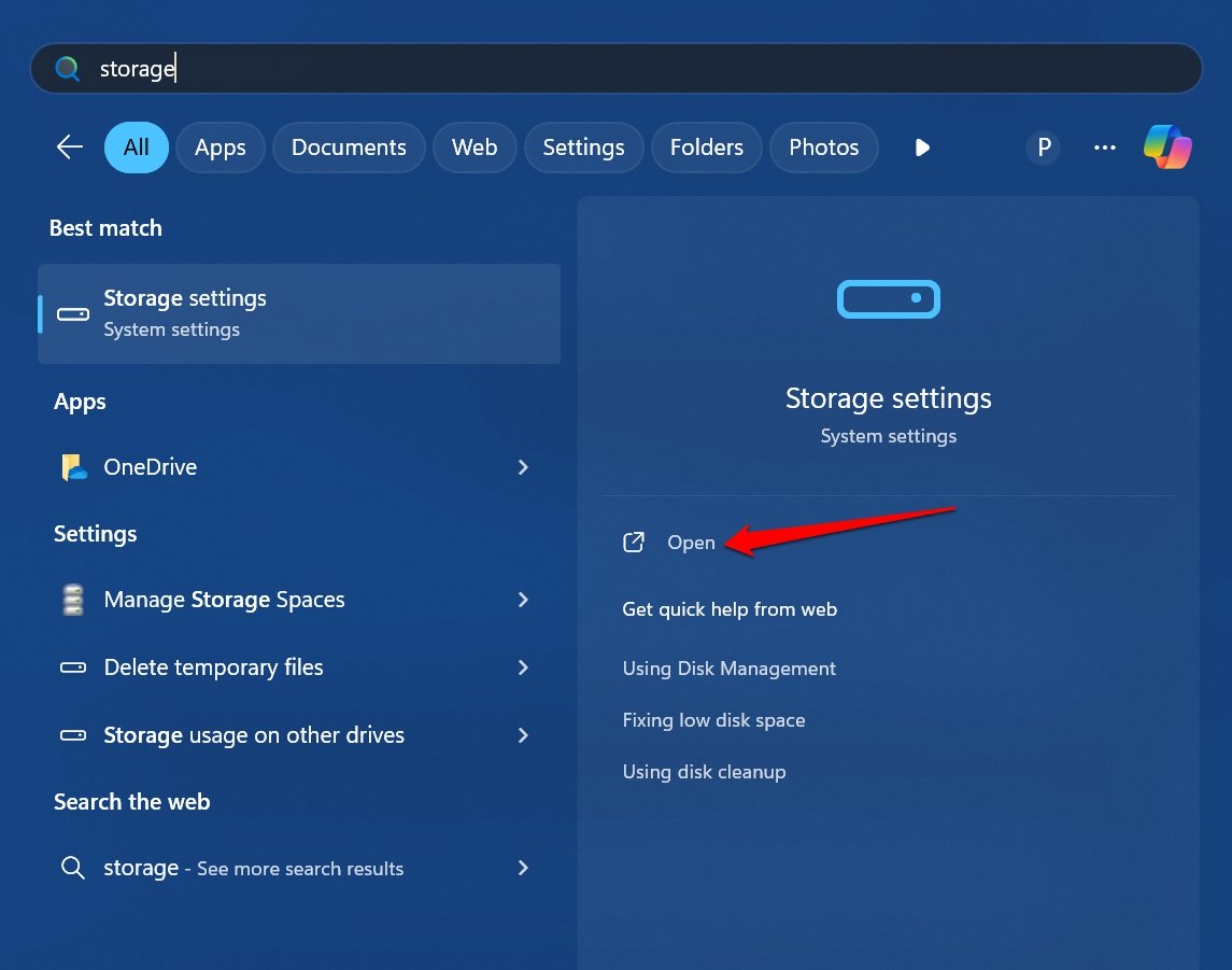 impostazioni di archiviazione di Windows 11