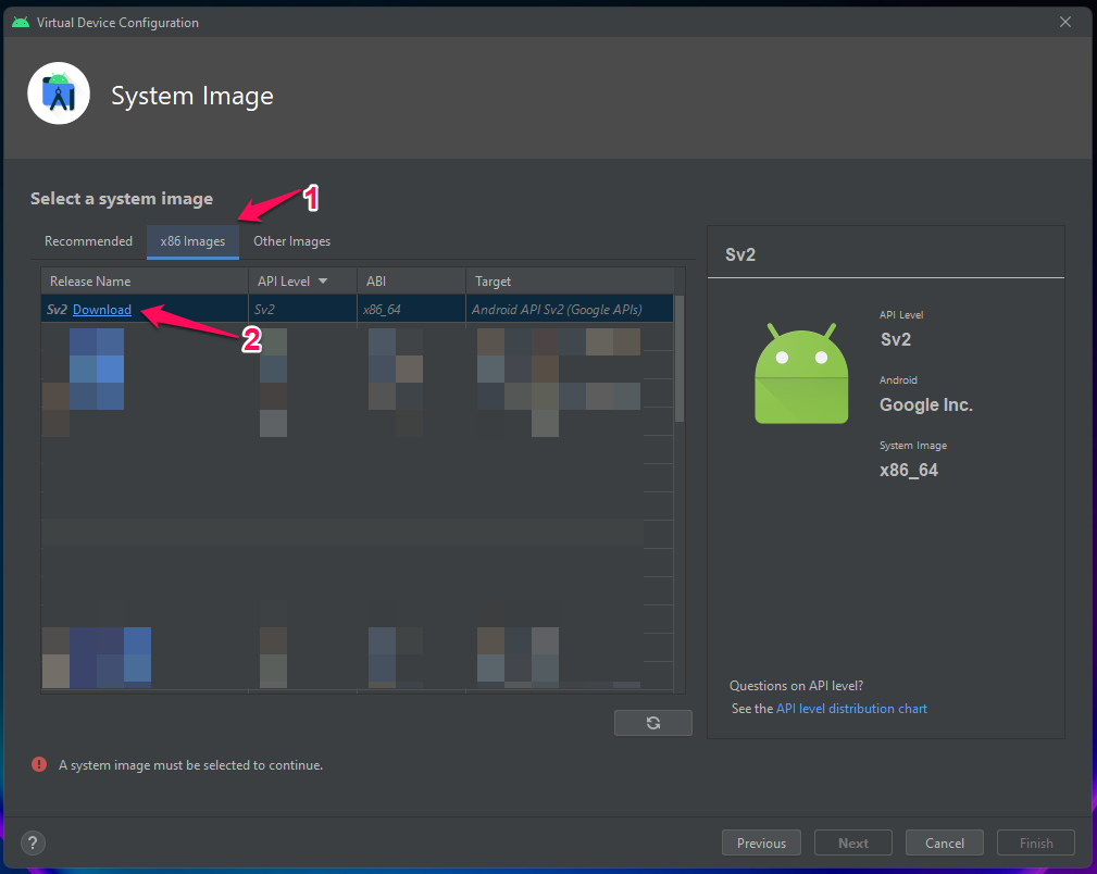 (5) Escolha Android 12L e clique em Próximo