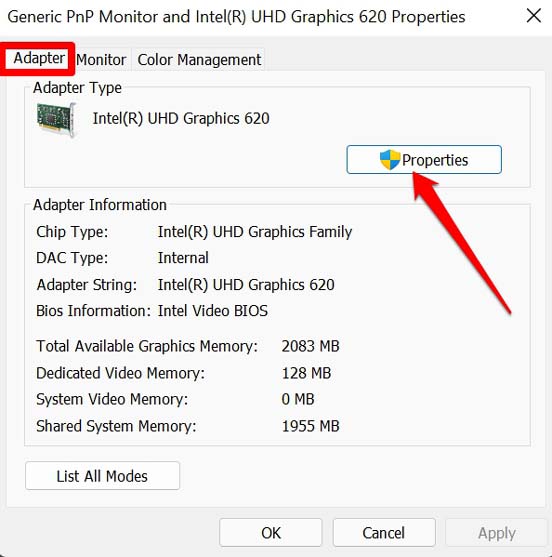 propriedades da GPU