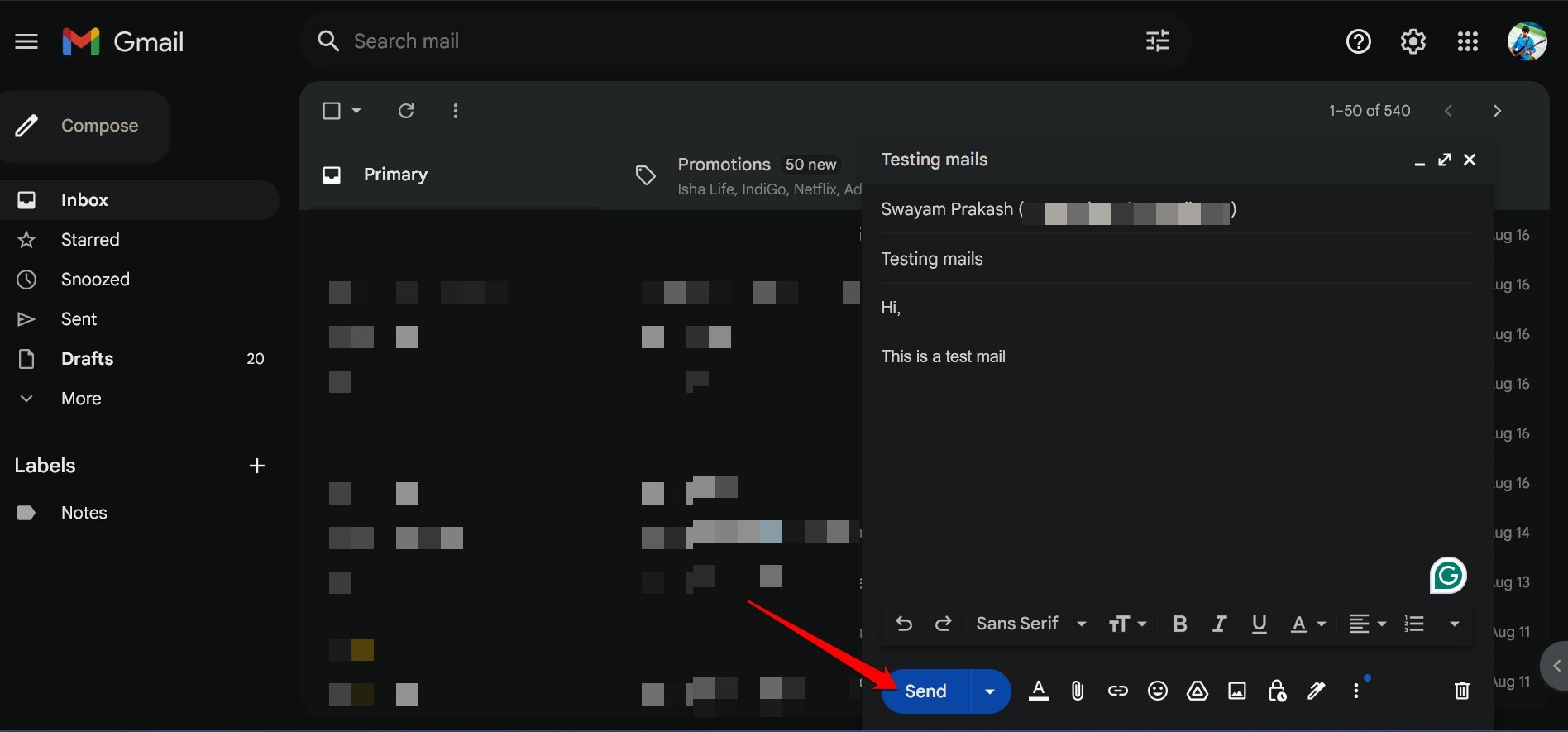 eine E-Mail in Gmail web senden