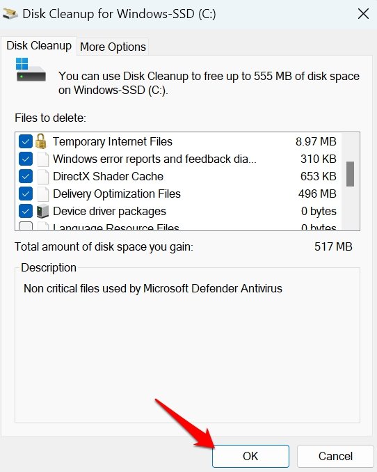 pulizia disco dei file di sistema