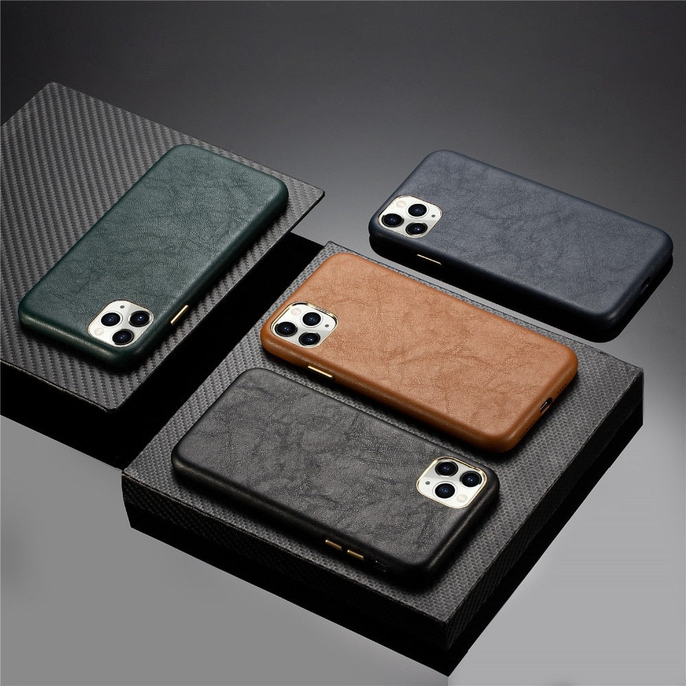 iPhone 13 mini用プレミアムレザーとメタリックボタンケース