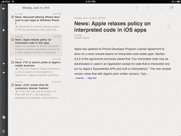 iPhone + iPad Gems : Financial Times, iTeleport, Mars Globe/HD, Osfoora HD + Reeder pour iPad