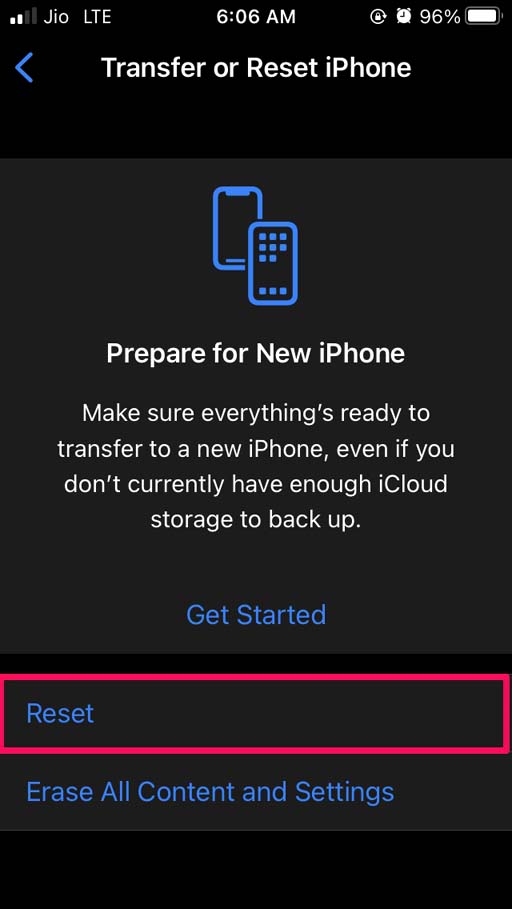 iPhoneをリセット