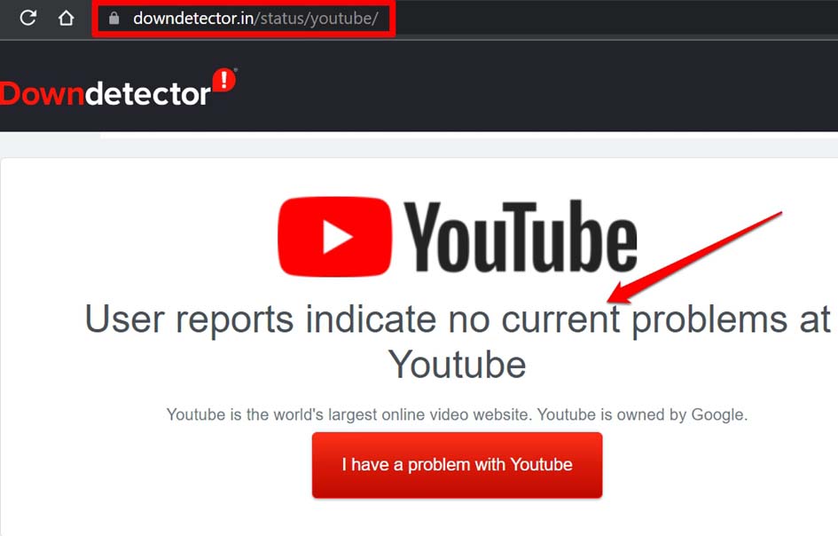 estado de downdetector de YouTube