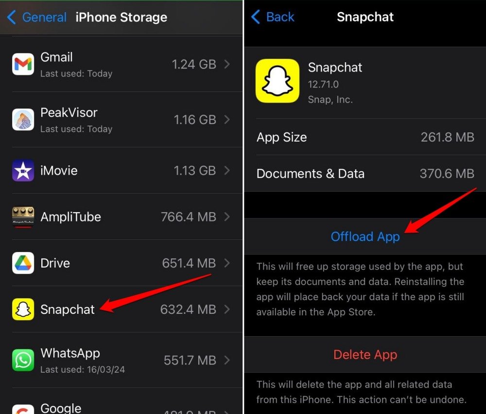décharger l'application snapchat iOS