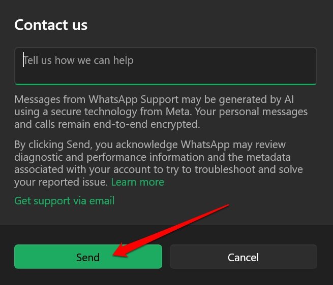 enviar informe de error a WhatsApp