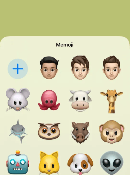 Elige un memoji de la opción disponible o crea tu propio memoji.