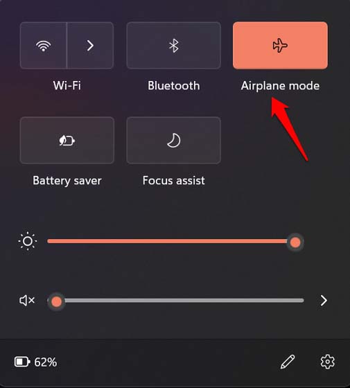 Windows 11 Airplane mode